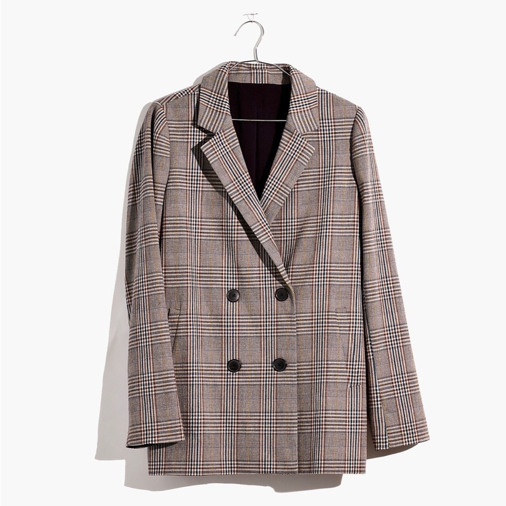 Madewell double breasted blazer plaid oversized preppy 80s new with tags NWT